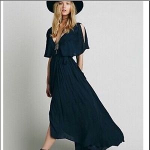 Free People Maxi Wrap Dress - Midnight Blue